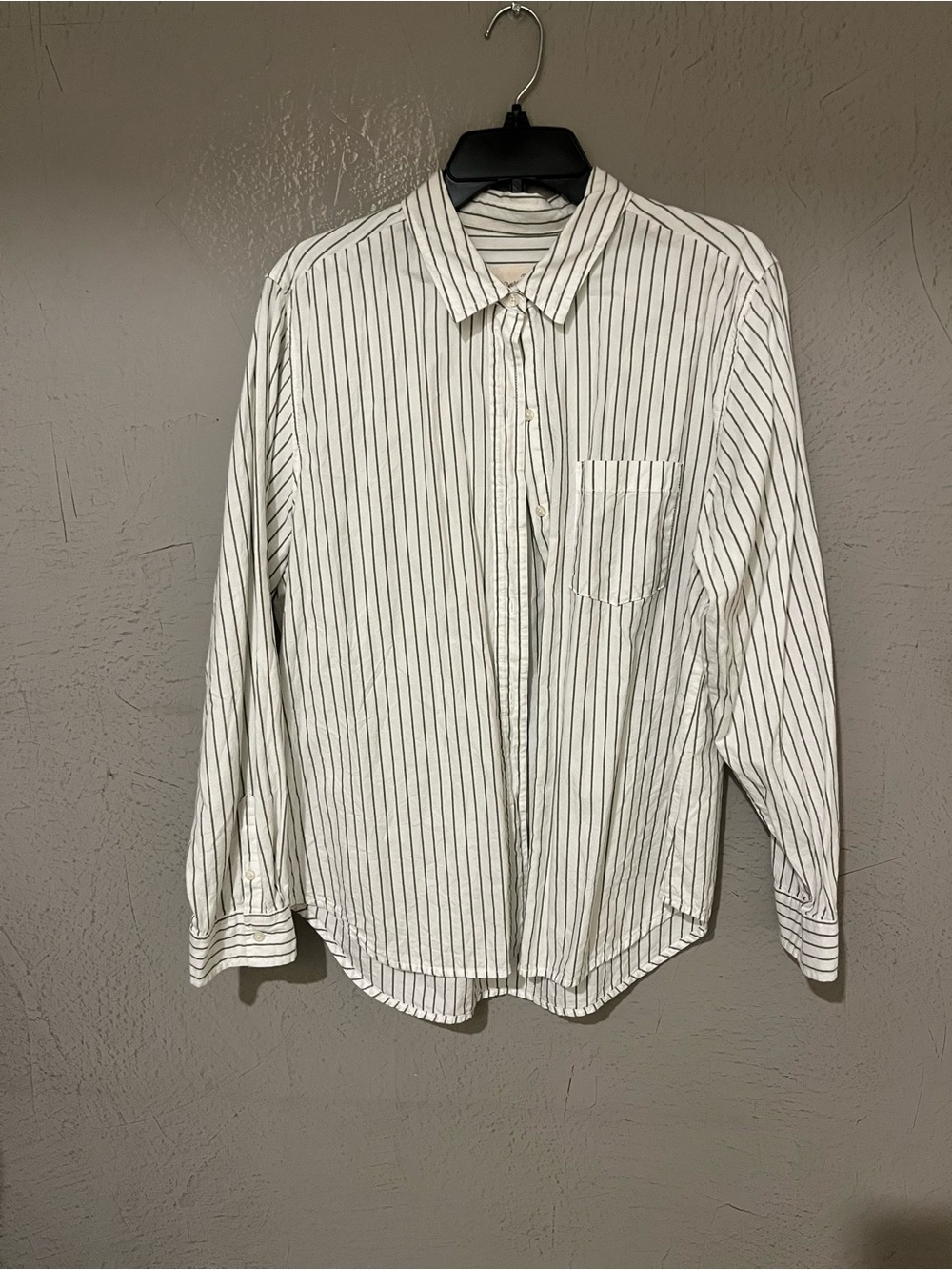 Universal Thread White Shirt with Green Pinstripes